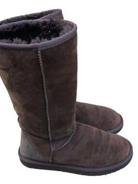 Sheepskin Leather Sherpa Boots Women's 7 Brown Calf Shoes Winter